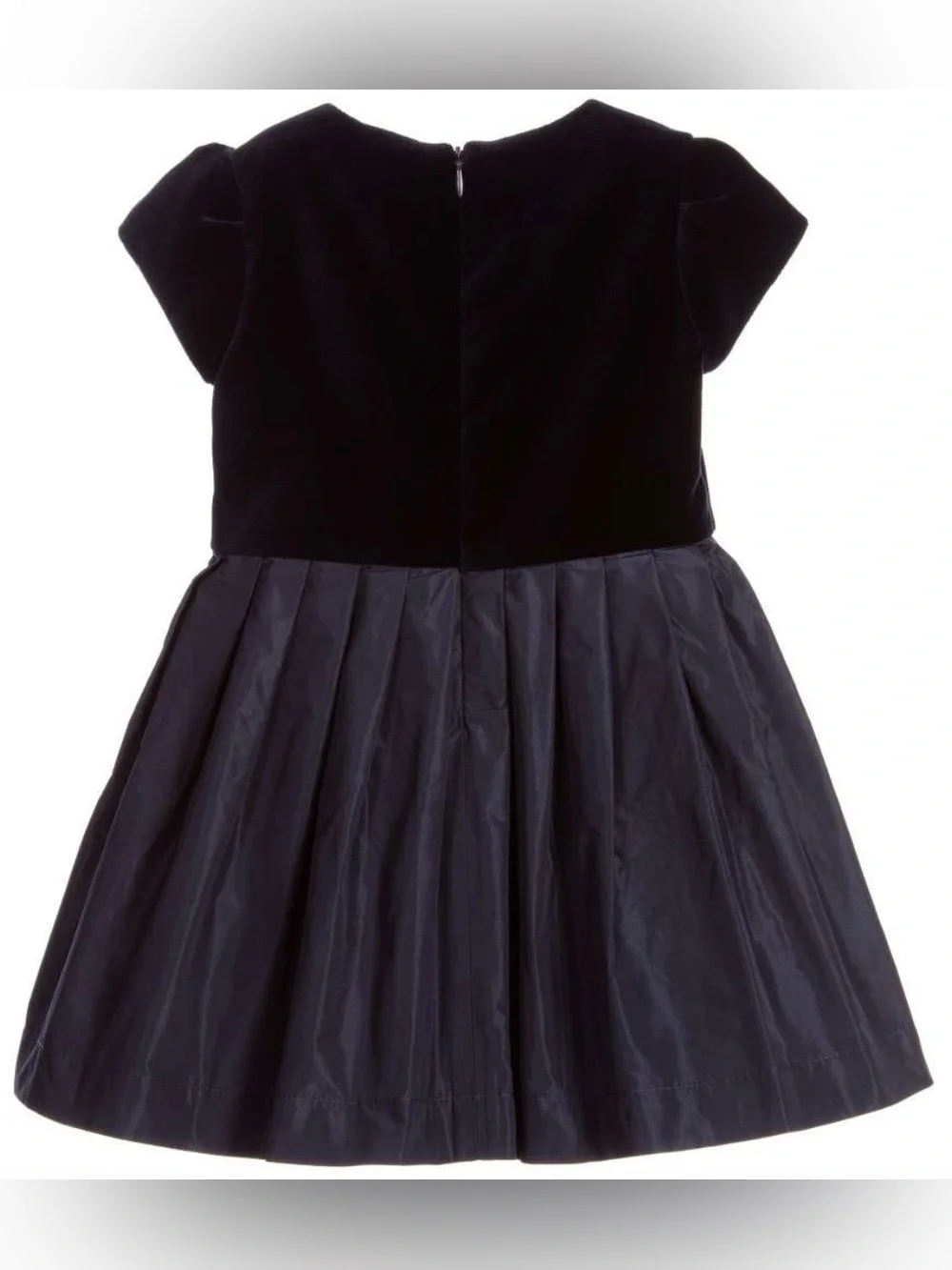 Il Gufo Girls Velvet/Taffeta Bow Party Dress, Navy, Size 4